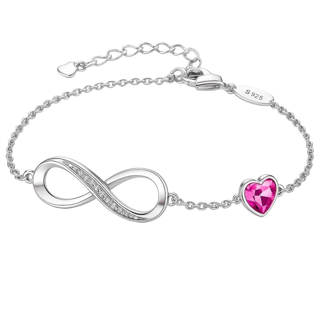 Infinity Herz Armband 925 Silber Damen Rosa