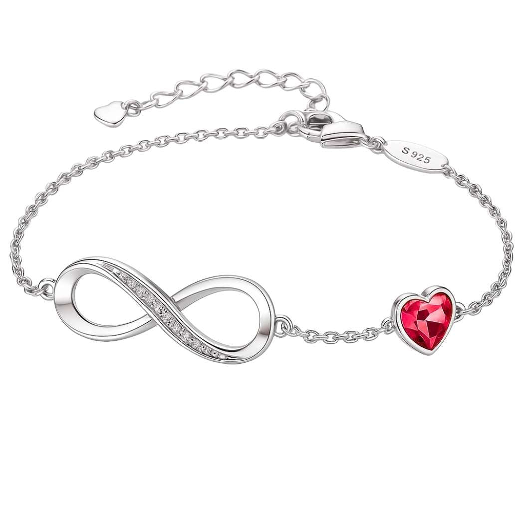 Infinity Herz Armband 925 Silber Damen Rot