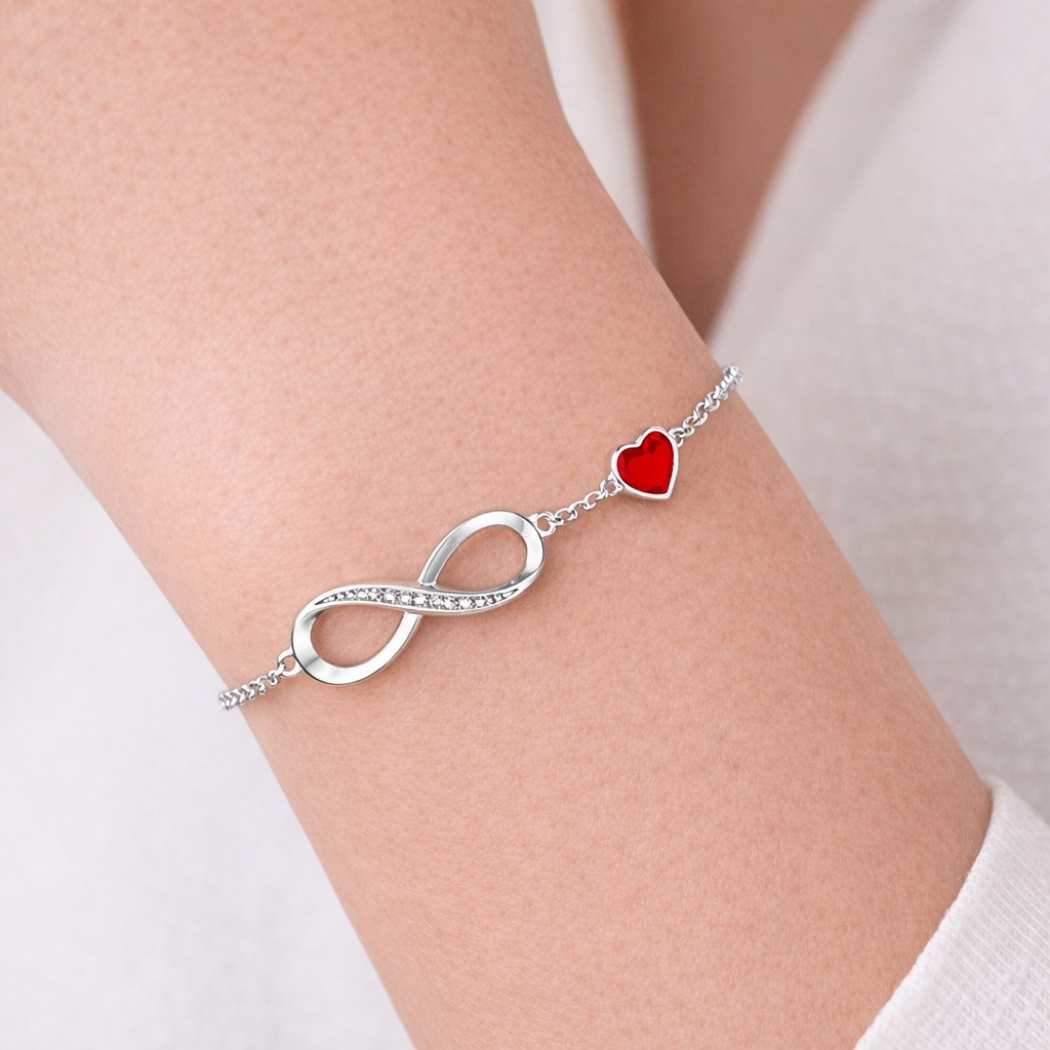 Infinity Herz Armband 925 Silber Damen Rot