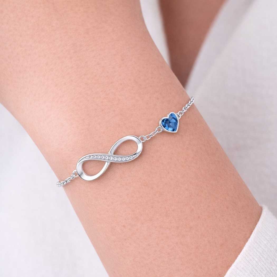 Infinity Herz Armband 925 Silber Damen Blau