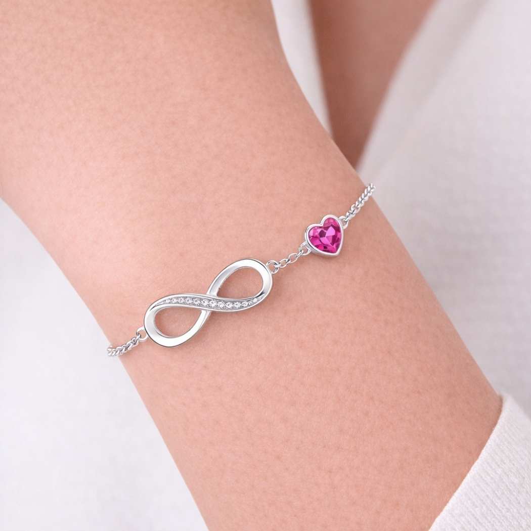 Infinity Herz Armband 925 Silber Damen Rosa