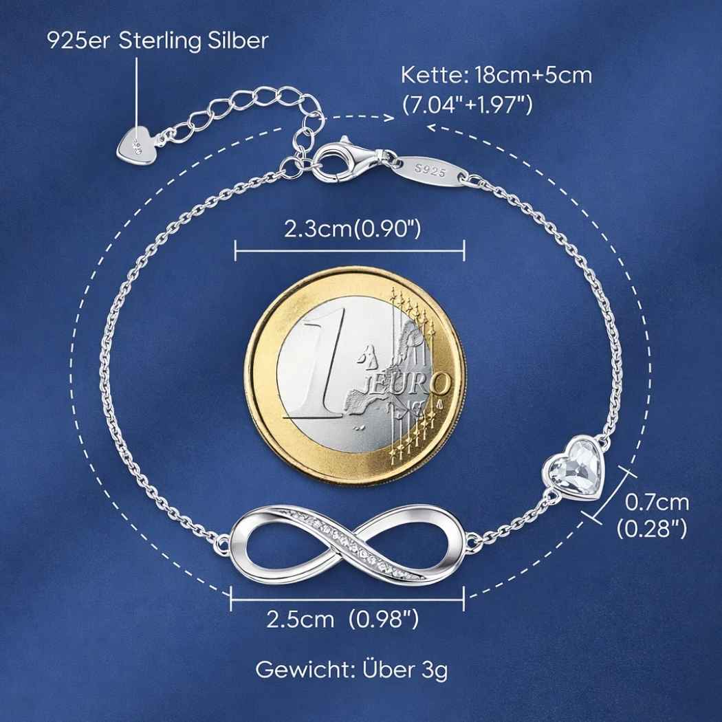 Infinity Herz Armband 925 Silber Damen Rosa
