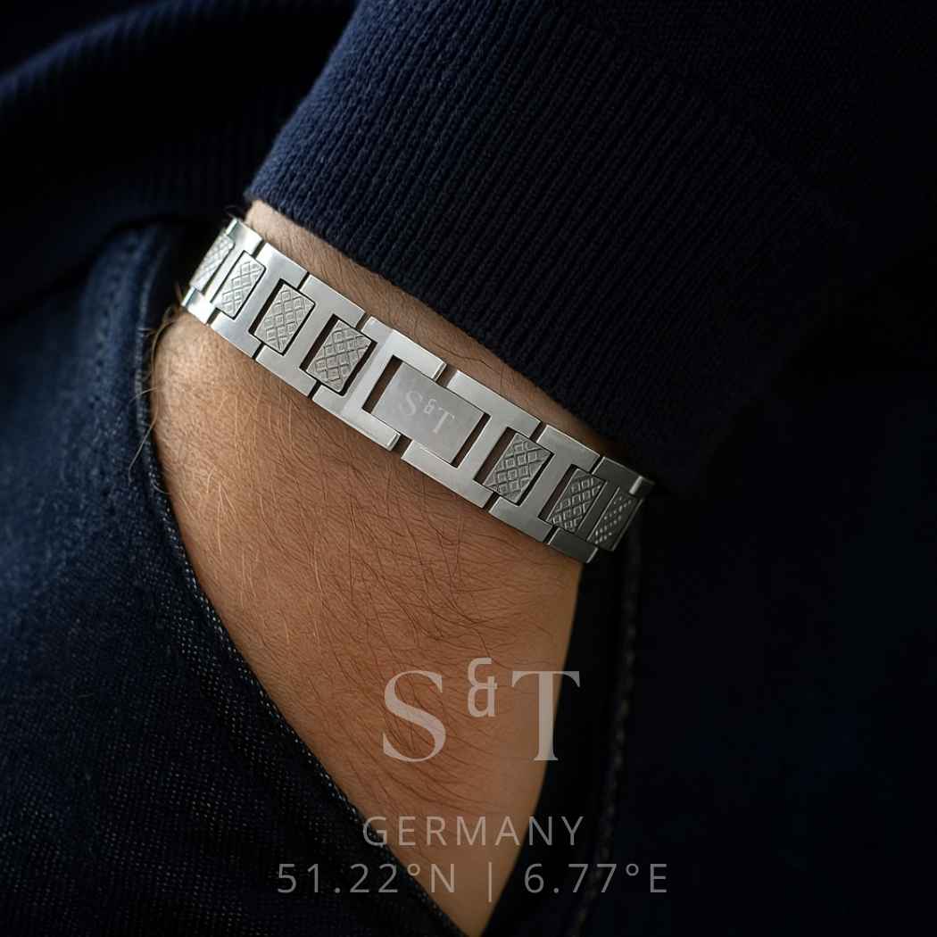 Massives Herren Edelstahlarmband 316L Silber