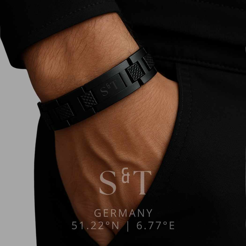 Massives Herren Edelstahlarmband 316L Schwarz