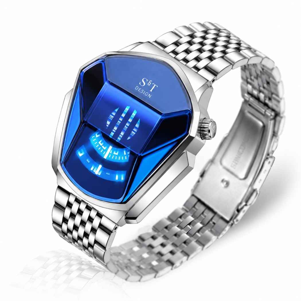 Moderne Herrenuhr aus Edelstahl Silber
