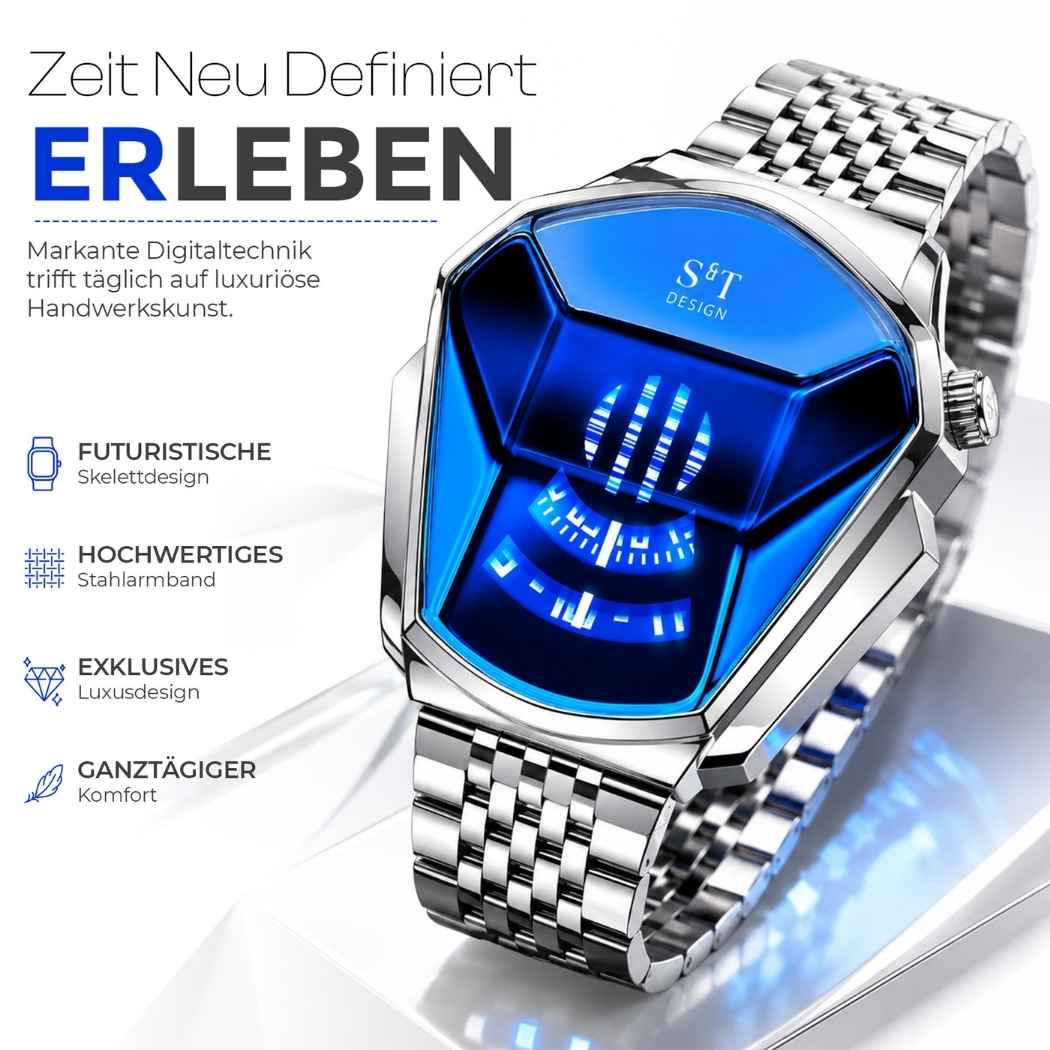 Moderne Herrenuhr aus Edelstahl Silber
