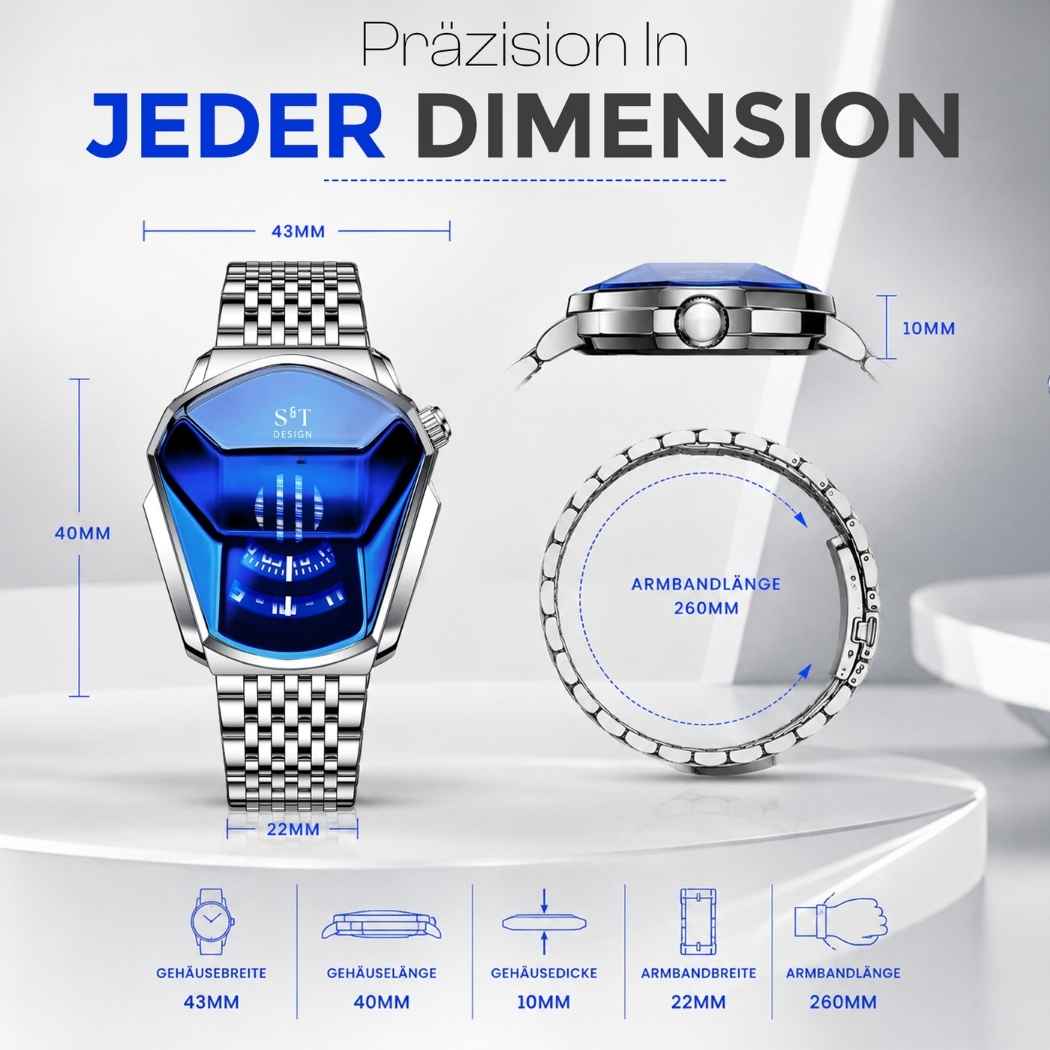 Moderne Herrenuhr aus Edelstahl Silber