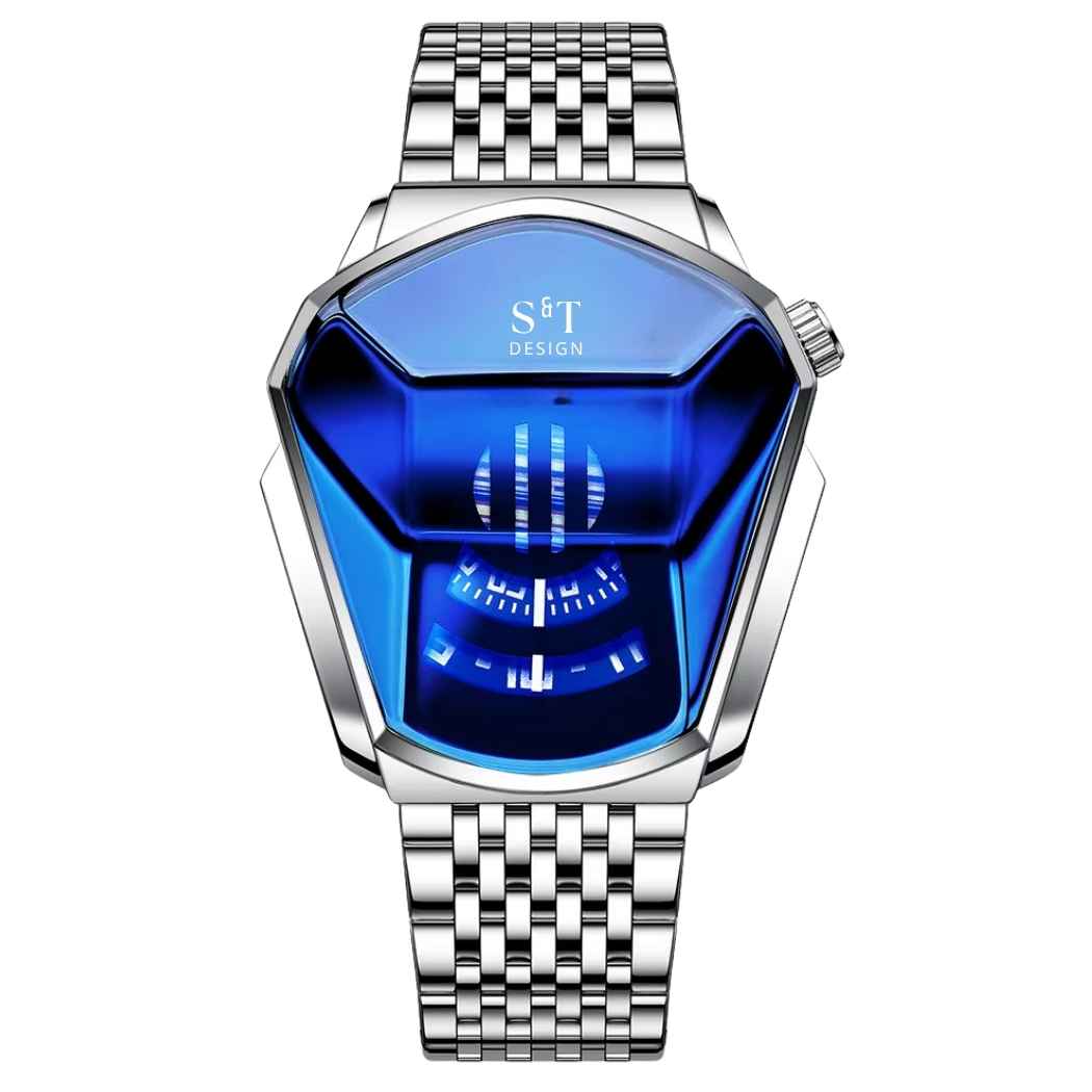 Moderne Herrenuhr aus Edelstahl Silber
