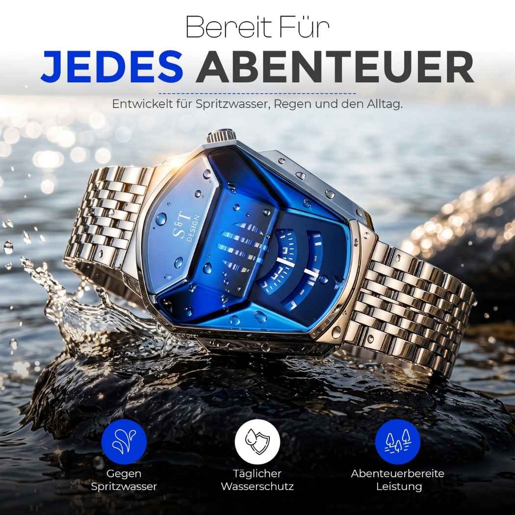 Moderne Herrenuhr aus Edelstahl Silber