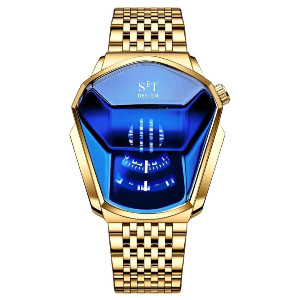 Moderne Herrenuhr aus Edelstahl Gold