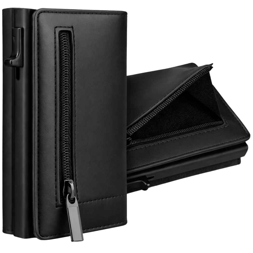 RFID Brieftasche Herren Slim Wallet Schwarz Matt
