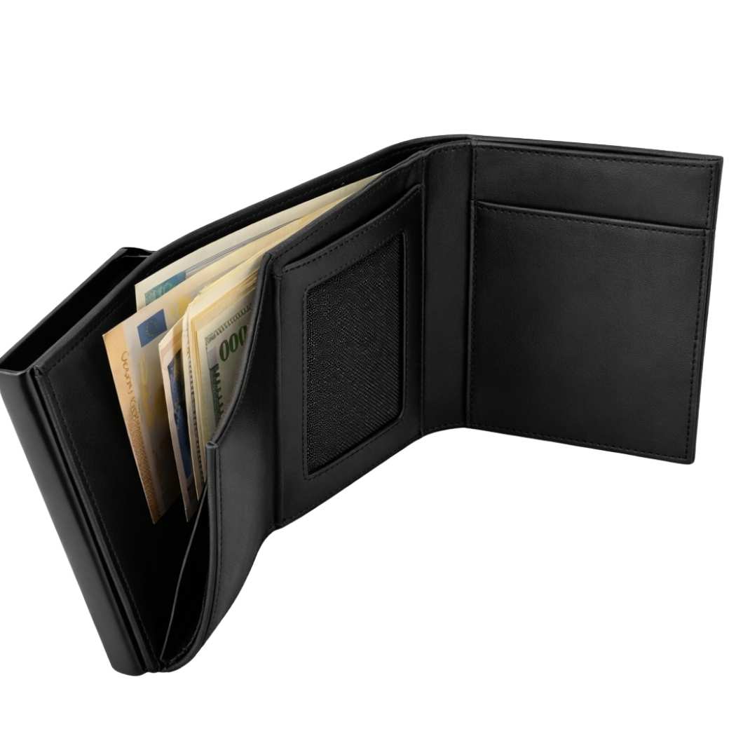 RFID Brieftasche Herren Slim Wallet Schwarz Matt