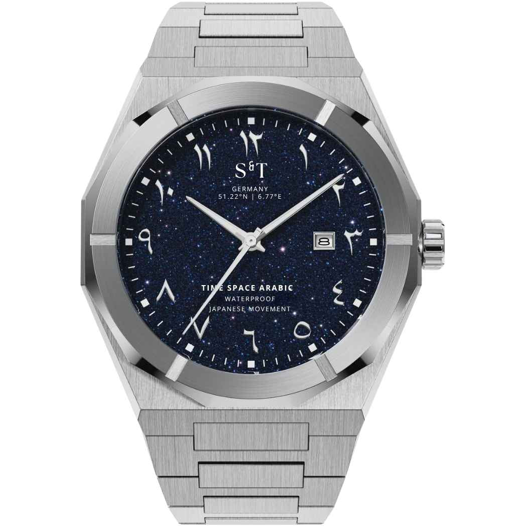 Herrenuhr mit arabischen Zahlen Edelstahl