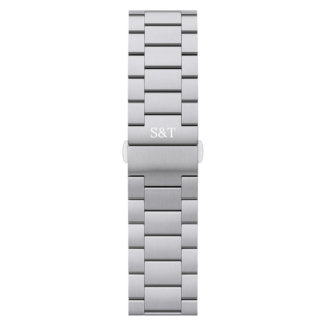 Schlichte Herrenuhr mit Edelstahlarmband Blau