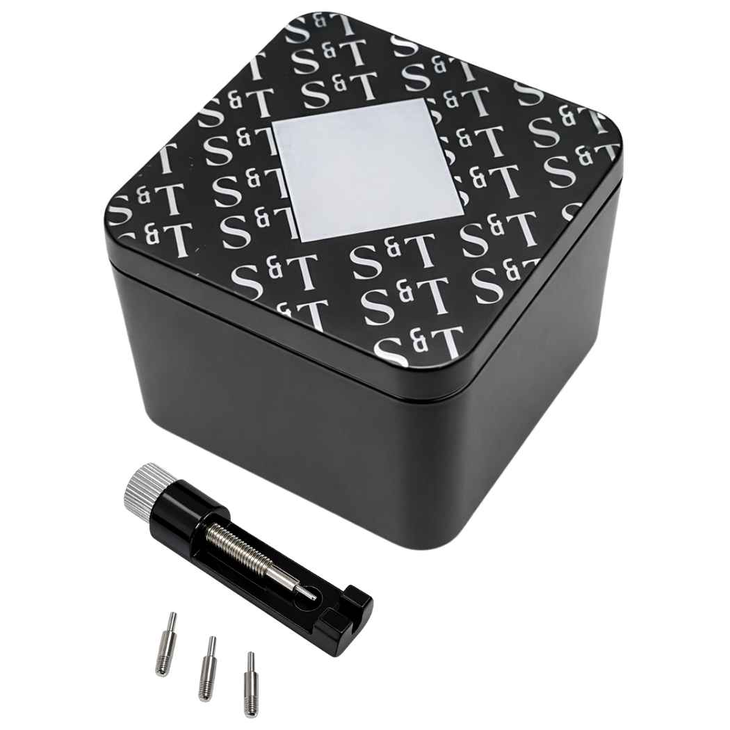 Uhrenbox aus Aluminium mit Werkzeugset